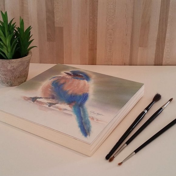 Bird Watercolor Print-Mounted on wood panel - Picture 4 of 5